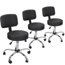 Set Of 3 Adjustable Rolling Swivel Spa Salon Stool Chair Hydraulic W/Bac... - £151.75 GBP