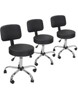Set Of 3 Adjustable Rolling Swivel Spa Salon Stool Chair Hydraulic W/Bac... - £151.44 GBP