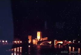1967 Ponte Scaligiero Castle Vecchio Night View Verona Italy Ektachrome Slide - £2.81 GBP