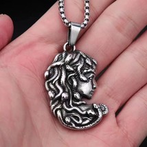 Men Women Silver Medusa Pendant Necklace Greek Mythology Jewelry Chain 24&quot; Gift - £13.44 GBP