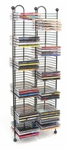Gray Metal 100 CD Capacity Shelf Media Storage Tower Rack Organizer Stan... - $78.99