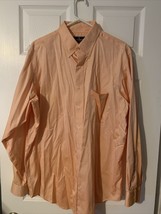 Lanesboro Button-Down Solid Orange Long Sleeve Shirt Mens Size 16 1/2  3... - $13.08