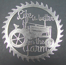 Saw Blade Style Farm Life Tractor Deere Metal Art Plasma Wall Rustic 9&quot; diameter - £25.58 GBP