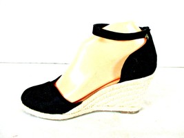 Metropolitan View Black Ankle Strap Wedge Sandal Shoes Womens 6 1/2 M (S... - £15.82 GBP