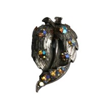 Vintage Wing Shaped Pewter Pendant With Aurora Borealis Stones - $232.24 MXN
