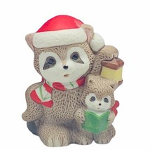 Raccoon figurine Homco home interior gift vtg christmas holiday baby sculpture - £15.73 GBP