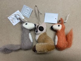 Lot of 3 Furry Fox ornaments New with Tag Tree Decorations - £9.98 GBP