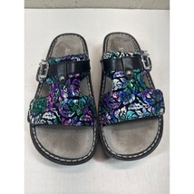 Allegria Sandals Women Peggy Hibiscus Blue Green Metallic Floral Comfort... - $558.84 MXN