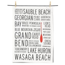 Lake Huron Tea Towel 100% Cotton 20&quot; x 28&quot; Cottage Town Names Beach Water - £15.45 GBP