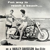 Harley Davidson Duo Glide Advertisement 1960 Motorcycle Tag The Beach LG... - $39.99