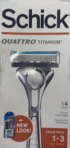 Schick Quattro Titanium Men Razor 4 Blades (1 razor + 3 Cartridges ) Val... - £7.75 GBP