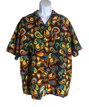 IRVING PARK Men&#39;s Short Sleeve Button Down Colorful Polyester Shirt XL - $13.85