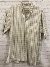 Geoffrey Beene Men&#39;s Short Sleeve Button Up Shirt Yellow Gray plaid Size M - $6.51