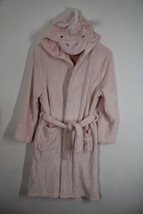 Pottery Barn Kids 10-12 Pink Fleece Unicorn Hood Bath Robe Belted - $28.49