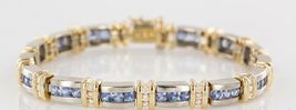  15ct Round Cut Tanzanite 14K White &amp; Yellow Gold Over Exclusive Tennis Bracelet - £134.71 GBP