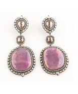 18k Gold Rhodium Oxidierte Rubin Mit Einzel &amp; Rose Schnitt Diamant Lange - $6,911.71