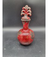 Old World Distressed Fleur de Lis Red and Black Pottery  Vase 10 x  4 - $22.98 CAD