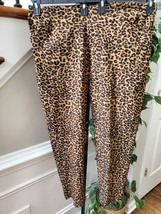 Terra &amp; Sky Womens Brown Leopard Print Skinny Leg High Rise Casual Pants Size 1X - £21.53 GBP