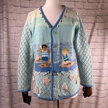 Vtg Storybook Knits Knopfleisten See Geräusche Pullover Damen XS Strand ... - £28.13 GBP