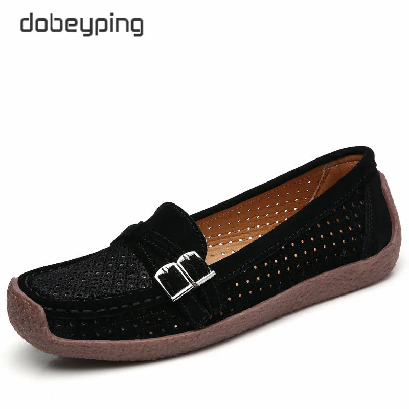 dobeyping   Leather Women Flats Cut-Outs Summer Shoes Woman  Women&#39;s Loafers Buc - £128.78 GBP