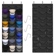 Hat Rack Organizer Baseball Holder 24 Storage Pockets Door Wall Caps Hanger - $26.99