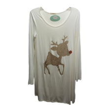 Rudolf Red Nosed Reindeer Womens 12pm By Mon Ami Tunic Top Ivory Oversized S - £12.71 GBP