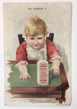 Baby He Wants It Scotts Emulsion Quack Medicine Cough Cure Victorian Tra... - £9.58 GBP