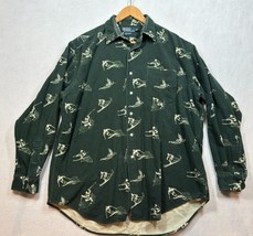 Polo Ralph Lauren Marlowe Shirt Ski All Over Print Green Flannel Men&#39;s L... - $54.99 CAD