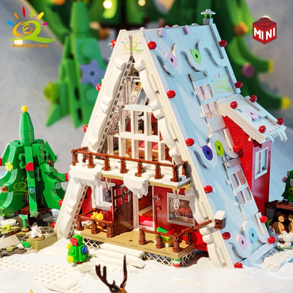 Christmas MOC Santa Claus Candy House Tree Mirco Building Blocks Street View - £76.40 GBP