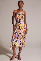 NWT Anthropologie Geisha Designs Asymmetrical Midi Dress Purple Orange F... - $100.00