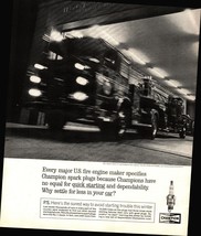 1963 Champion Spark Plug Ad Hook &amp; Ladder Fire Truck @ Freeport Station d2 - £17.77 GBP