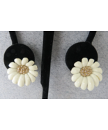 Monet PATD Flower Clip On Earrings Luxury White Enamel Petal Gold Tone 7... - $15.83