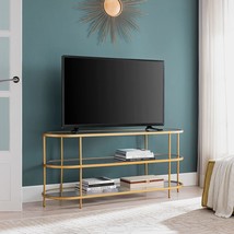 Leif Oval Tv Stand For Tv&#39;S Up To 60&quot; In Brass - £196.18 GBP