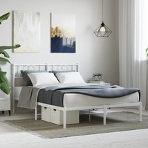  Metal Bed Frame without Mattress with Headboard White 53.1"x74.8" - $3,282.71 MXN
