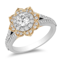 Enchanted Disney 0.5 Ct Round Diamond Jasmine Engagement Sunflower Antique Ring - £99.89 GBP