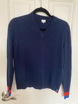 Kule Sweater Womens XS Navy Blue Long Sleeve V Neck Cashmere Blend Pullover - £31.49 GBP