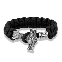 Vintage Vikings bracelets Men Norse Ax Paracord Rope Survival Wrap Bracelet Homm - £11.12 GBP