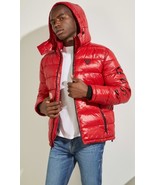 $225 Guess Men&#39;s Red Hooded Puffer Coat Jacket Size Small Excellent Cond... - $898.57 MXN