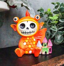 Ebros Furrybones Goldfish Fish With Rainbow Sea Castle Skeleton Statue Toy - $14.99