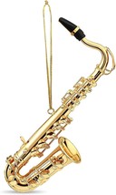 Gold Saxophone Christmas Ornament Realistic Miniature Musical Decoration Holiday - £17.71 GBP