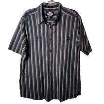 Harley Davidson Men XL Button Down Short Sleeve Logo On Back Strip Shirt - $39.53