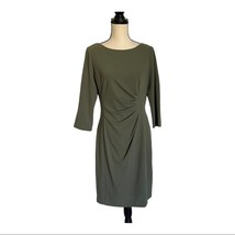Preston &amp; York Green Ruched Waist 3/4 Sleeve Sheath Dress Size 10 - £43.79 GBP