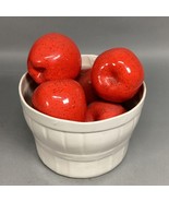Vintage 1980 Ceramic Barrel Of Red Apples Figurine - 7”Hx6.5”D - $312.39 MXN