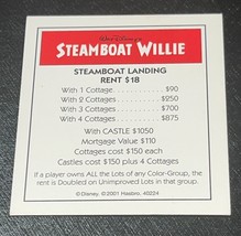 Disney Edition Monopoly Replacement Piece: Title Deed Card -Steamboat Landing - £2.59 GBP