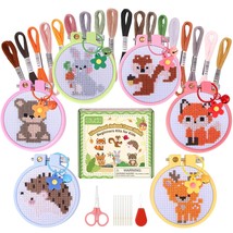 6 Pieces Cross Stitch Kit For Kids Embroidery Kits With Woodland Animal ... - $31.99
