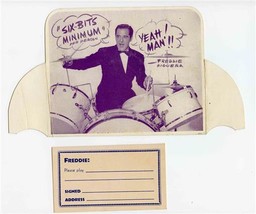 Freddie Higuera Table Card &amp; Request Form Jazz Drummer 1950&#39;s Satchmo Armstrong - £21.77 GBP