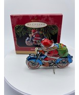 Vintage Hallmark Keepsake Merry Motorcycle Pressed Tin Santa Claus Ornam... - £5.97 GBP