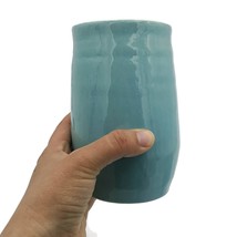 Handmade Ceramic Large Utensil Holder With Drainage, Turquoise Blue Tall... - $81.17