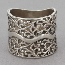 Retired Silpada Oxidized Sterling Wide Band Carved Vine Ring R1741 Size 9.5 - £31.35 GBP