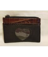 Brighton Leather Coin Purse ID Pocket Card Change Holder Mini Brown Hear... - $9.89